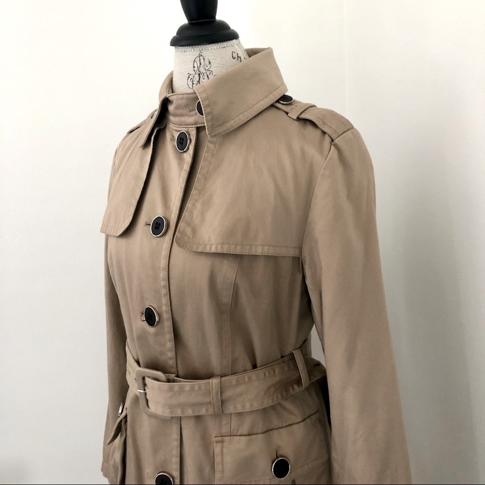 NEW YORK & COMPANY Classic Khaki Trench Coat Size M - Picture 3 of 16